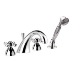 REVIVAL Batteria bordo vasca con doccia estraibile finitura cromo