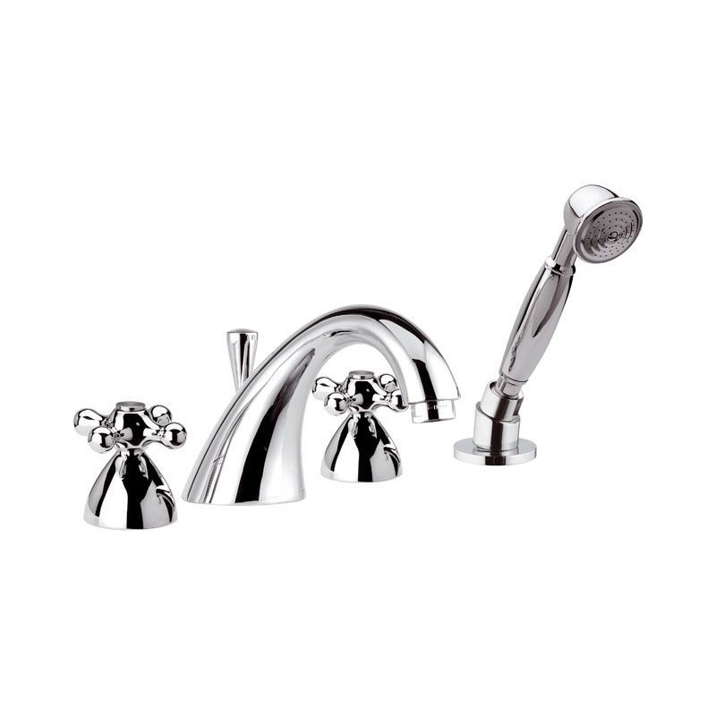 REVIVAL Batteria bordo vasca con doccia estraibile finitura cromo