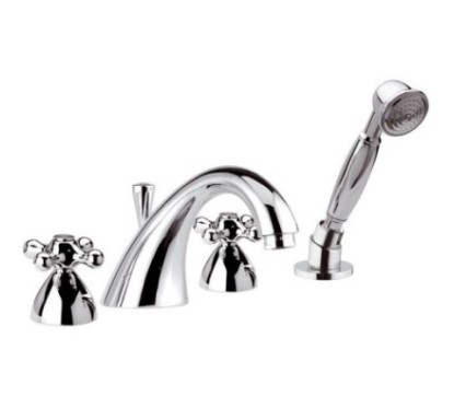 REVIVAL Batteria bordo vasca con doccia estraibile finitura cromo