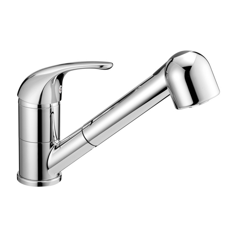 ITALY Monocomando lavello con doccetta estraibile finitura cromo con cartuccia a risparmio d'acqua