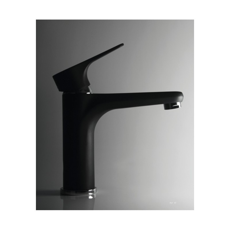 FLY monocomando lavabo senza scarico finitura nero opaco + cromo