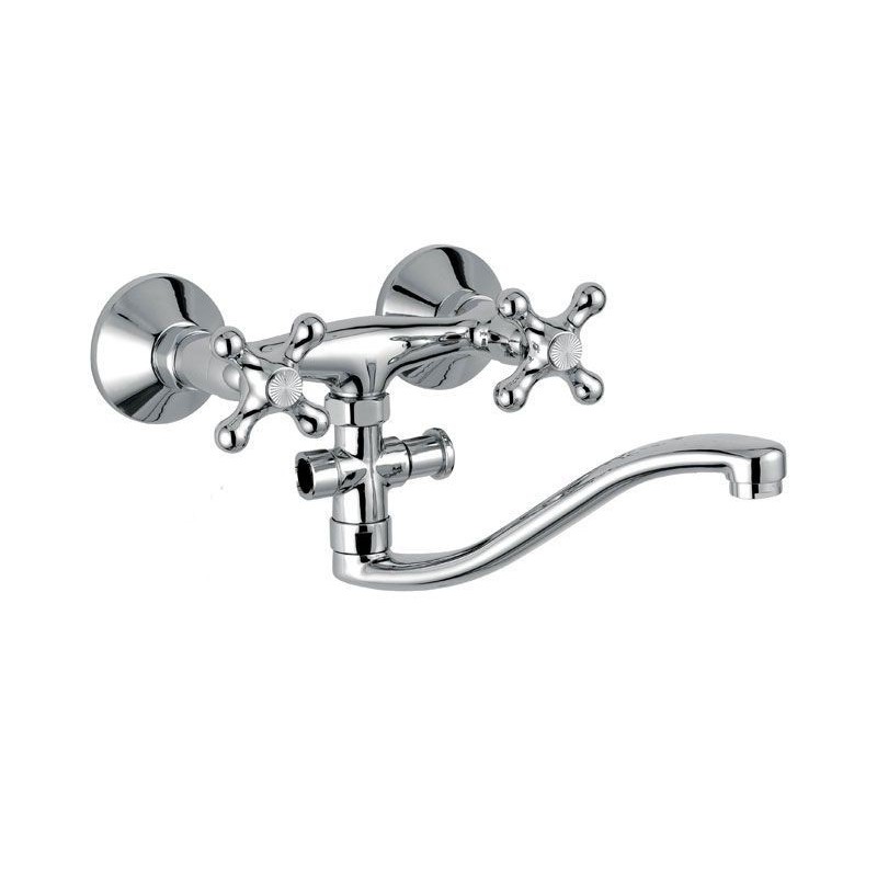 REVIVAL Miscelatore lavabo/vasca con canna ''S'' finitura cromo