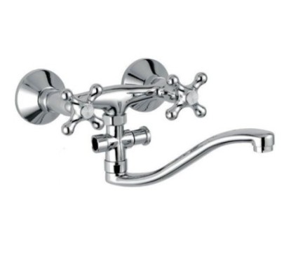 REVIVAL Miscelatore lavabo/vasca con canna ''S'' finitura cromo