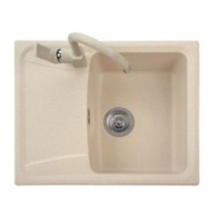 ROXANA 61.10 Lavandino cucina ad una vasca più scolapiatti finitura micro ultragranit 90 bianco opale