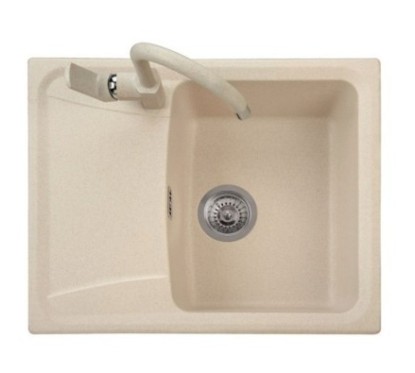 ROXANA 61.10 Lavandino cucina ad una vasca più scolapiatti finitura micro ultragranit 90 bianco opale