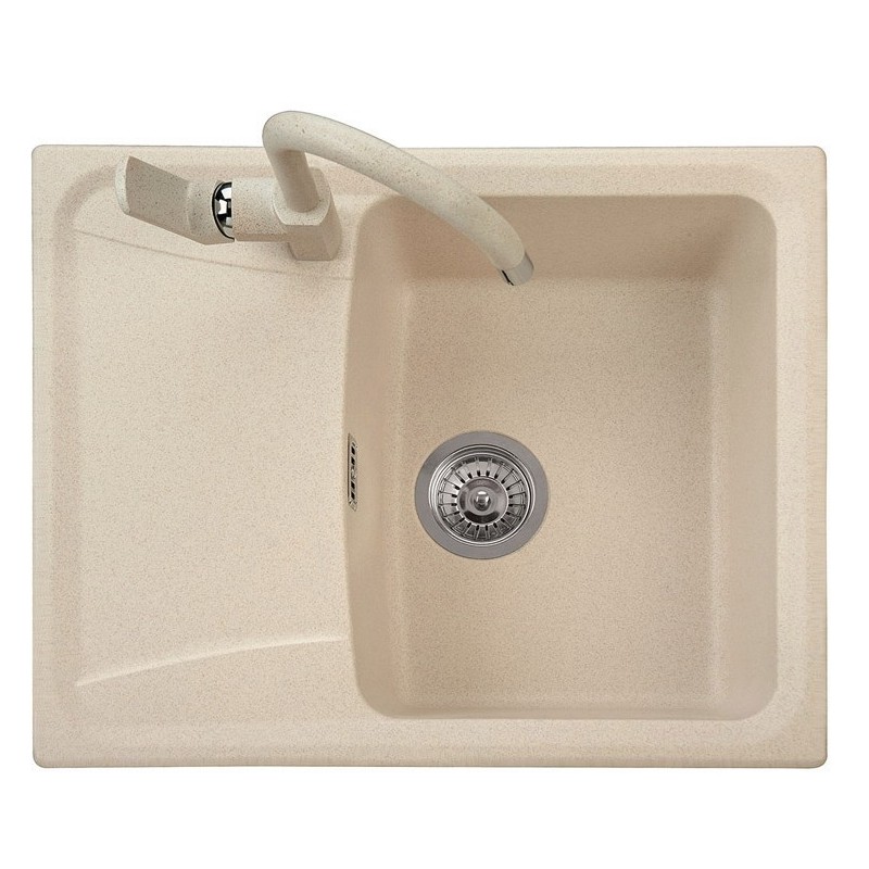 ROXANA 61.10 Lavandino cucina ad una vasca più scolapiatti finitura micro ultragranit 98 bianco