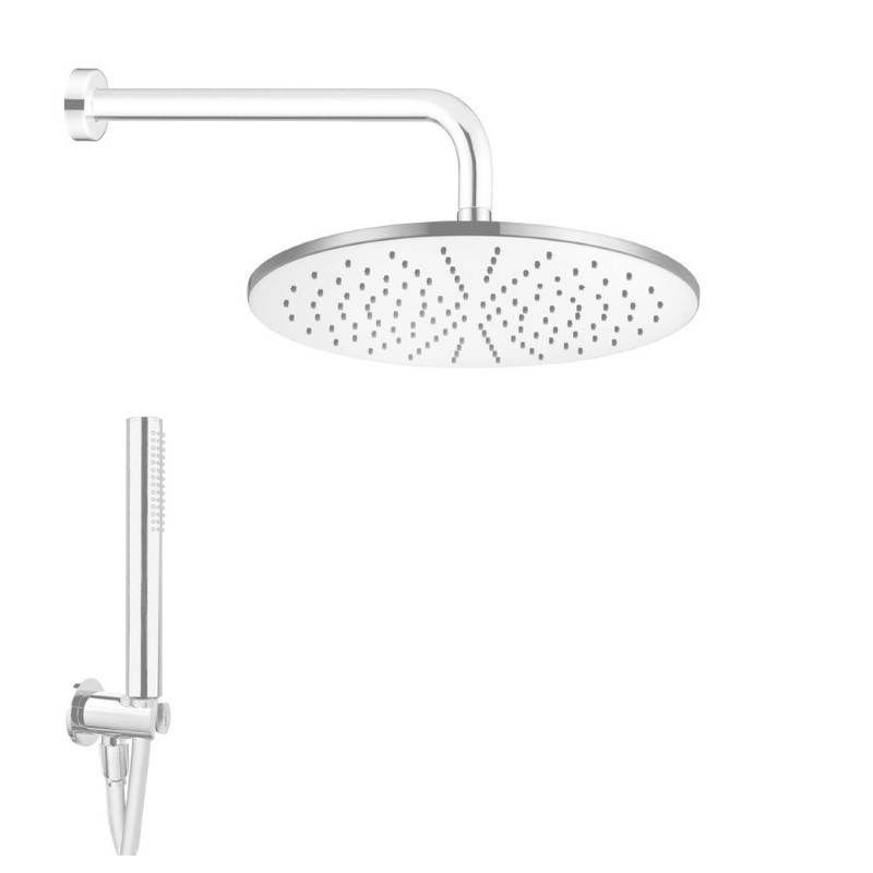 CLASS TONDO BIANCO kit soffione con presa acqua e doccia. Soffione diam.200