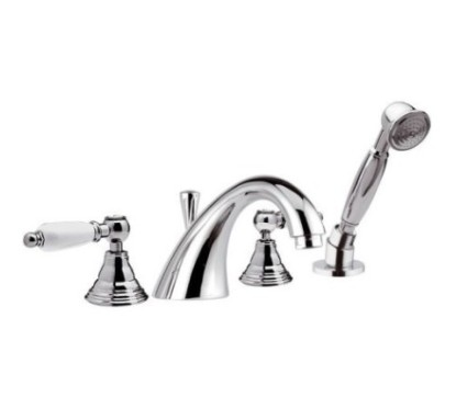 RETRO' Batteria bordo vasca con doccia estraibile finitura cromo