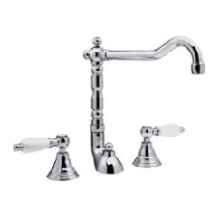 RETRO' Batteria lavabo con bocca antica e scarico finitura cromo