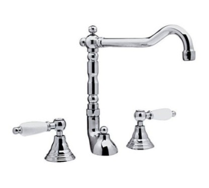 RETRO' Batteria lavabo con bocca antica e scarico finitura cromo