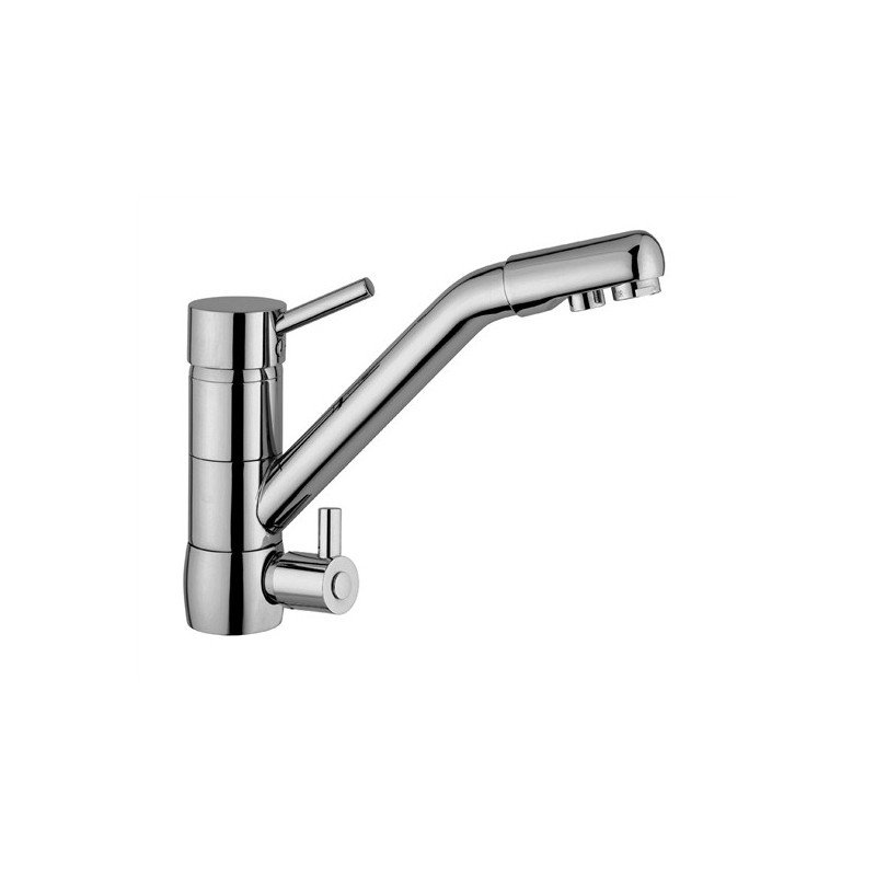 IDEALAQUA Rubinetto cucina a 3 vie separate finitura nickel spazzolato
