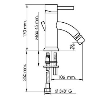 MINIMA rubinetto monocomando bidet con scarico 1" 1/4 finitura cromo