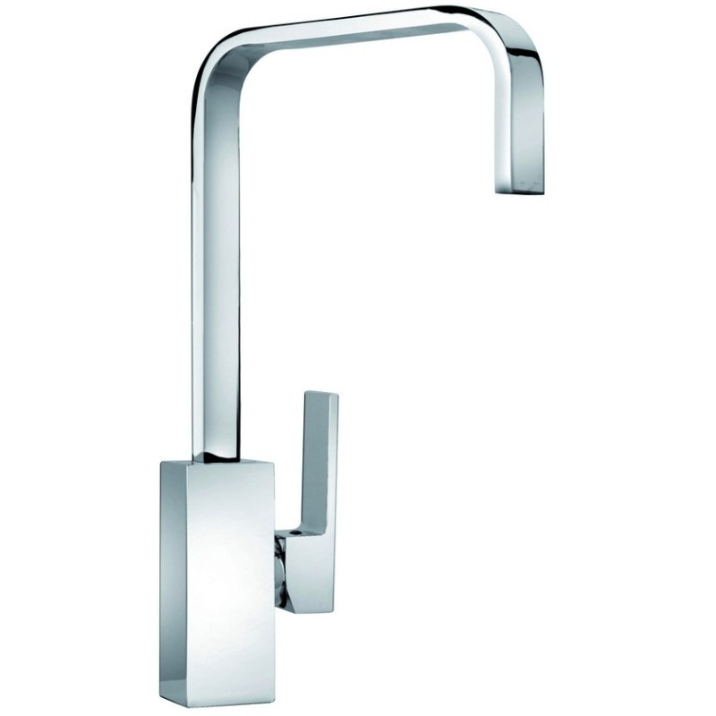 FLATMIX miscelatore monocomando quadrato con canna rettangolare finitura microultragranit bianco latte/cromo