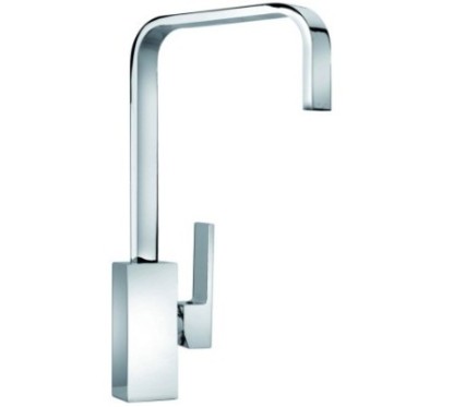 FLATMIX miscelatore monocomando quadrato con canna rettangolare finitura microultragranit bianco latte/cromo