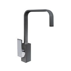 FLATMIX miscelatore monocomando quadrato con canna rettangolare finitura microultragranit bianco latte/cromo