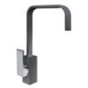 FLATMIX miscelatore monocomando quadrato con canna rettangolare finitura microultragranit bianco latte/cromo