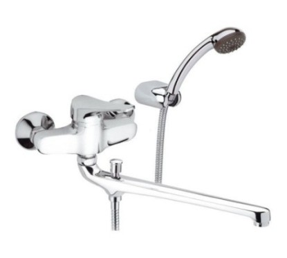 RIO Miscelatore lavabo/vasca con canna fusa cm.30 e deviatore con kit doccia finitura cromo