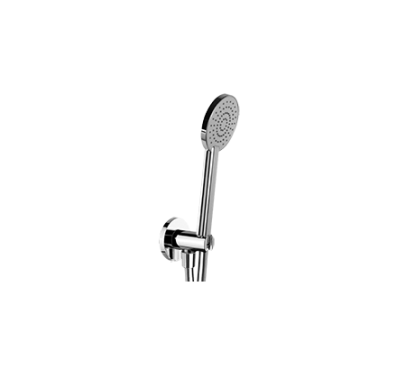 Kit doccia, presa acqua minimal con supporto fisso ottone, flessibile cm.150 doccetta anticalcare monogetto abs cromo