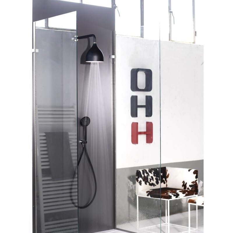 BLACK kit soffione cromoterapia con presa acqua e doccia finitura nero