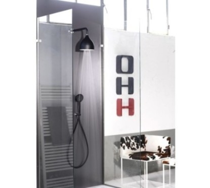 BLACK kit soffione cromoterapia con presa acqua e doccia finitura nero