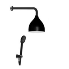 BLACK kit soffione cromoterapia con presa acqua e doccia finitura nero