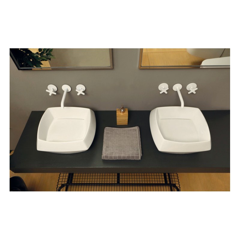 HASANA lavabo d'appoggio finitura bianco lucido