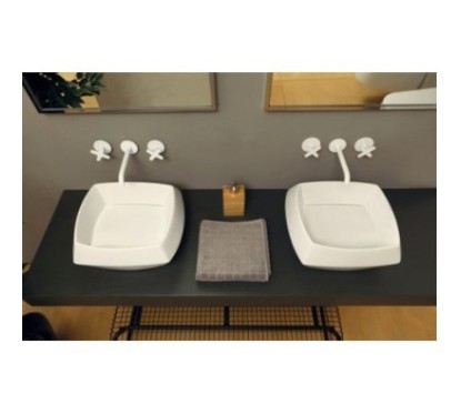 HASANA lavabo d'appoggio finitura bianco lucido
