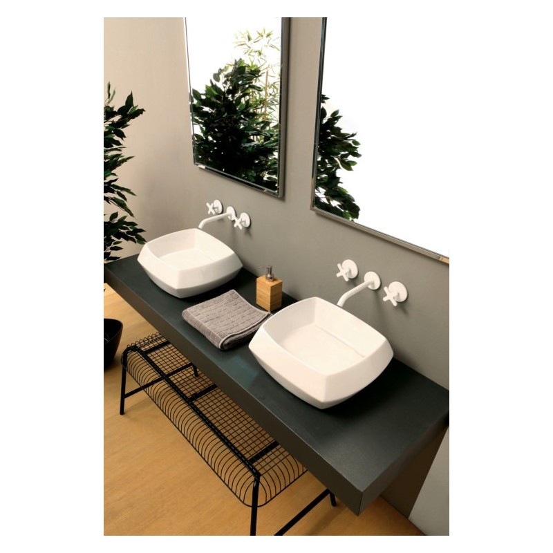 HASANA lavabo d'appoggio finitura bianco lucido