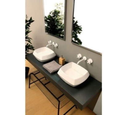 HASANA lavabo d'appoggio finitura bianco lucido