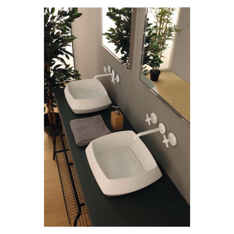HASANA lavabo d'appoggio finitura bianco lucido