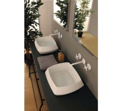 HASANA lavabo d'appoggio finitura bianco lucido