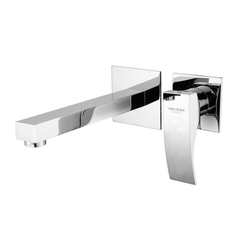 LASER Monocomando lavabo a muro connessione a ponte canna mm 200 finitura cromo