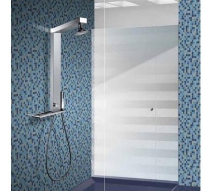 GEMMA pannello doccia senza miscelatore, soffione tondo finitura satinato