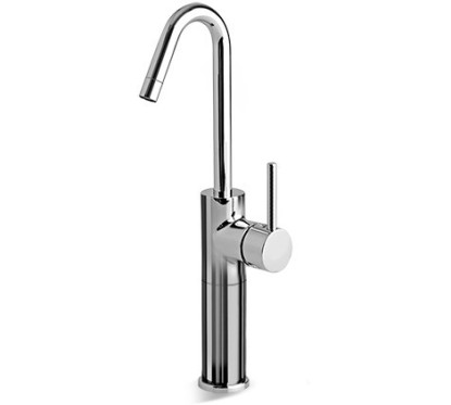HEOS Miscelatore per lavabo con prolunga 200 mm con canna alta girevole finitura nickel spazzolato
