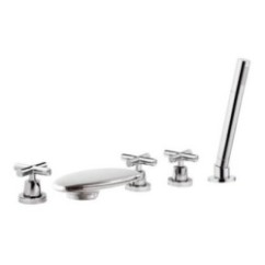 JAX Batteria bordo vasca con bocca a cascata e doccia estraibile finitura cromo