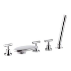 TILLY Batteria bordo vasca con bocca a cascata e doccia estraibile finitura cromo