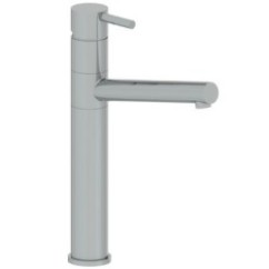 MINIMAL miscelatore lavello in acciaio inox canna alta girevole finitura satinato