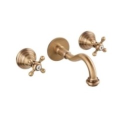 OLD FASHION Batteria lavabo a muro con canna mm 160 finitura bronzato