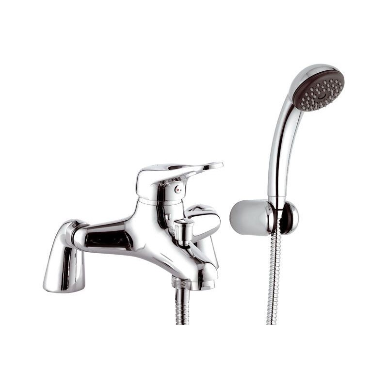 ECO Gruppo vasca esterno su colonnette con doccia duplex finitura cromo