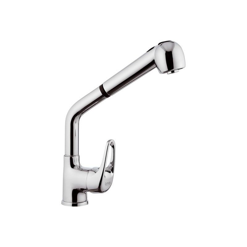 ECO Miscelatore lavello monoforo bocca alta con doccia estraibile finitura cromo