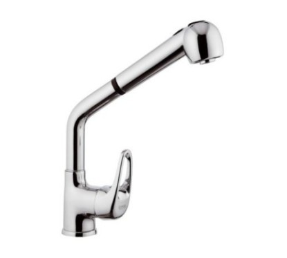 ECO Miscelatore lavello monoforo bocca alta con doccia estraibile finitura cromo