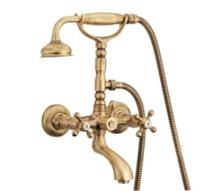 OLD FASHION Gruppo vasca esterno con kit doccia finitura cromo