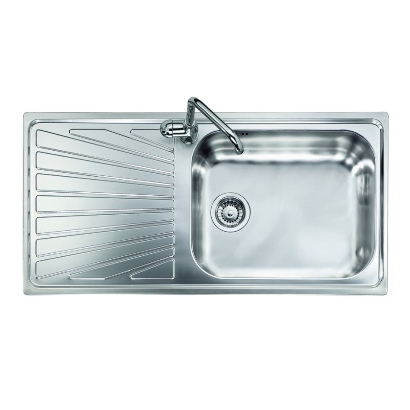 VINTAGE - INCASSO STANDARD E BORDO 8 mm lavello in acciaio inox ad una vasca grande più scolapiatti SX finitura satinato