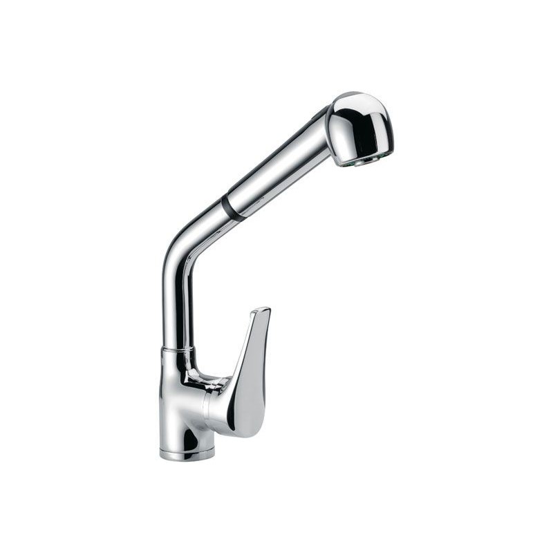 RIO Miscelatore lavello monoforo bocca alta con doccia estraibile finitura cromo