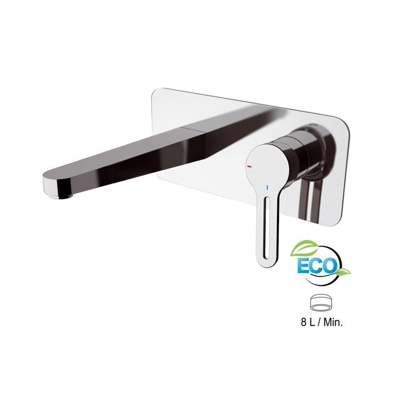 SMART ECO Miscelatore monocomando a incasso per lavabo, con piastra rettangolare finitura cromo