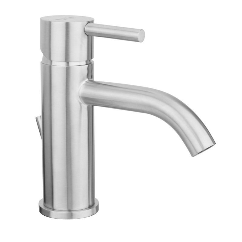 FRIDA Monocomando lavabo con scarico automatico in acciaio inox finitura acciaio spazzolato