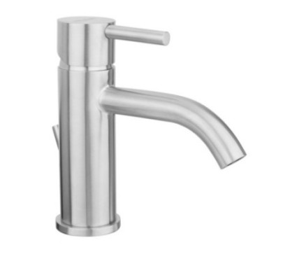 FRIDA Monocomando lavabo con scarico automatico in acciaio inox finitura acciaio spazzolato