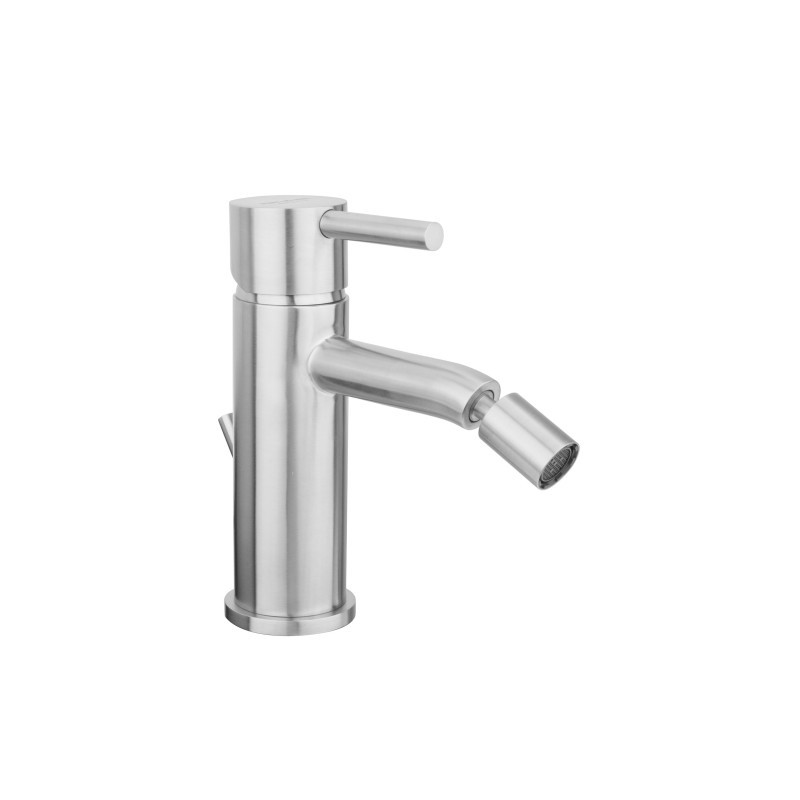 FRIDA Monocomando bidet con scarico automatico in acciaio inox finitura acciaio spazzolato