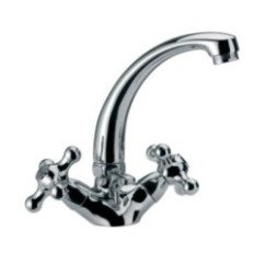 REVIVAL monoforo lavabo con canna fusa corta finitura cromo