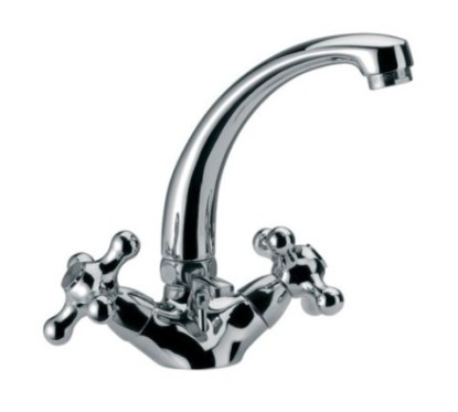 REVIVAL monoforo lavabo con canna fusa corta finitura cromo